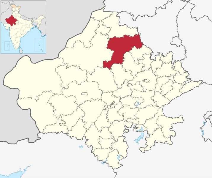 Map of Rajasthan with Churu district highlighted